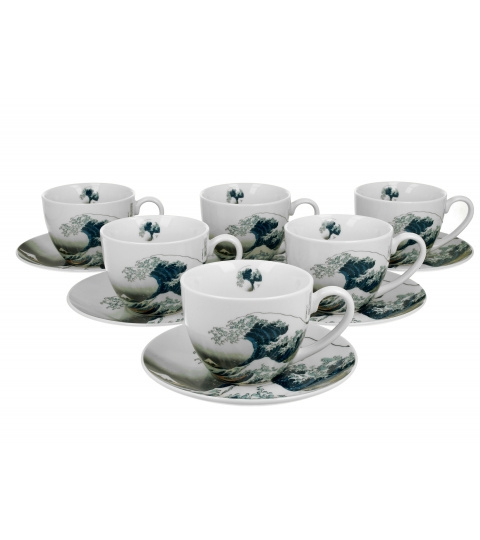 6 filiżanek ze spodkami Wielka Fala - Hokusai 6 filiżanek ze spodkami Wielka Fala - Hokusai