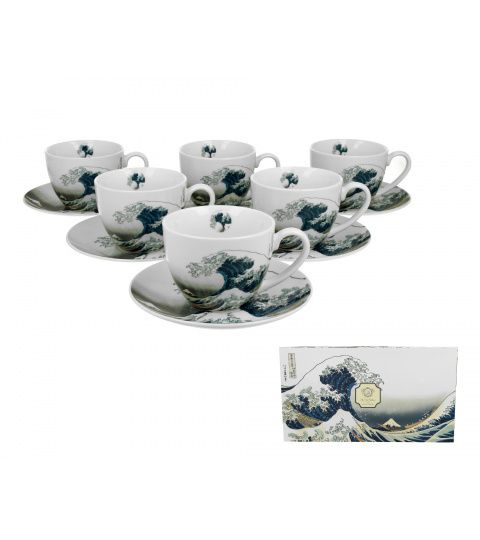 6 filiżanek ze spodkami Wielka Fala - Hokusai 6 filiżanek ze spodkami Wielka Fala - Hokusai